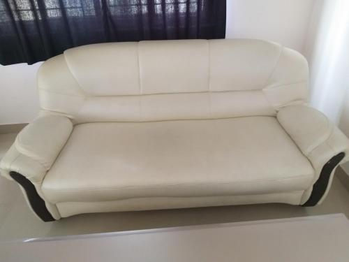 3 seater Rexine Offwhite Sofa Set Used for 1 year